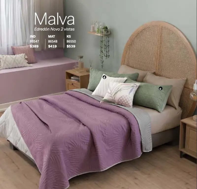 Edredón dos vistas modelo Novo Malva de la marca Vianney