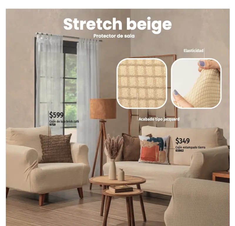 Funda de sillon modelo Stretch beige de la marca Intima hogar