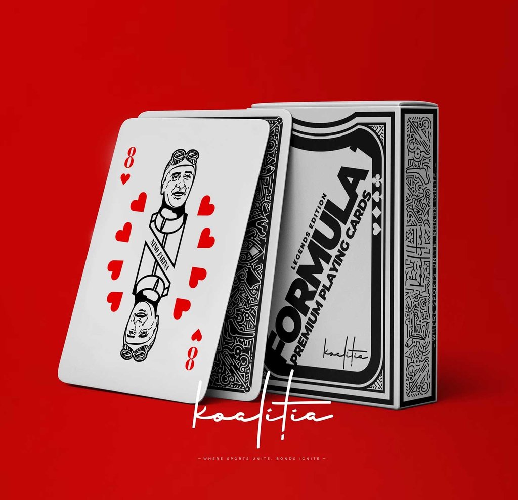 Nino Farina illustrated on a Playing Card.