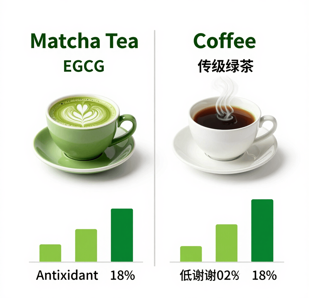 Matcha tea for weight loss comparison showing superior fat burning benefits over coffee and regular