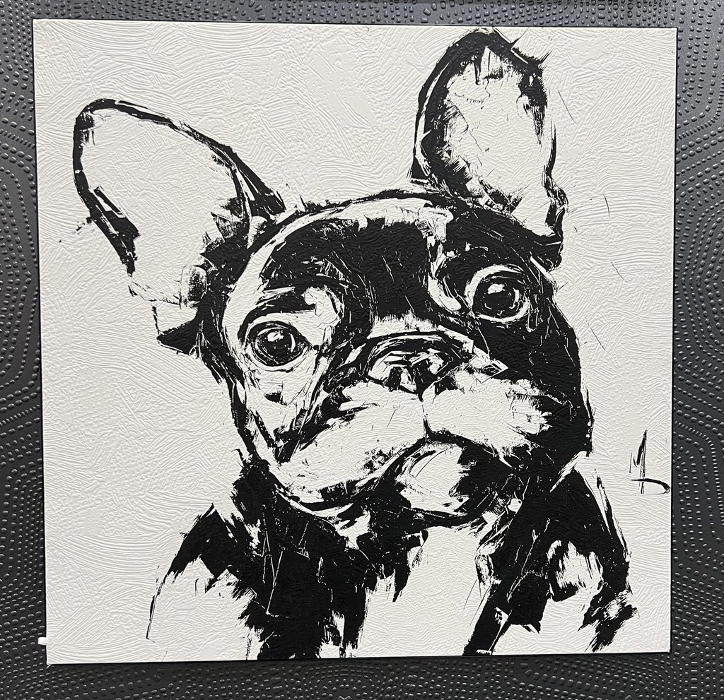 Close-up of Dog canvas texture on suede textile backing