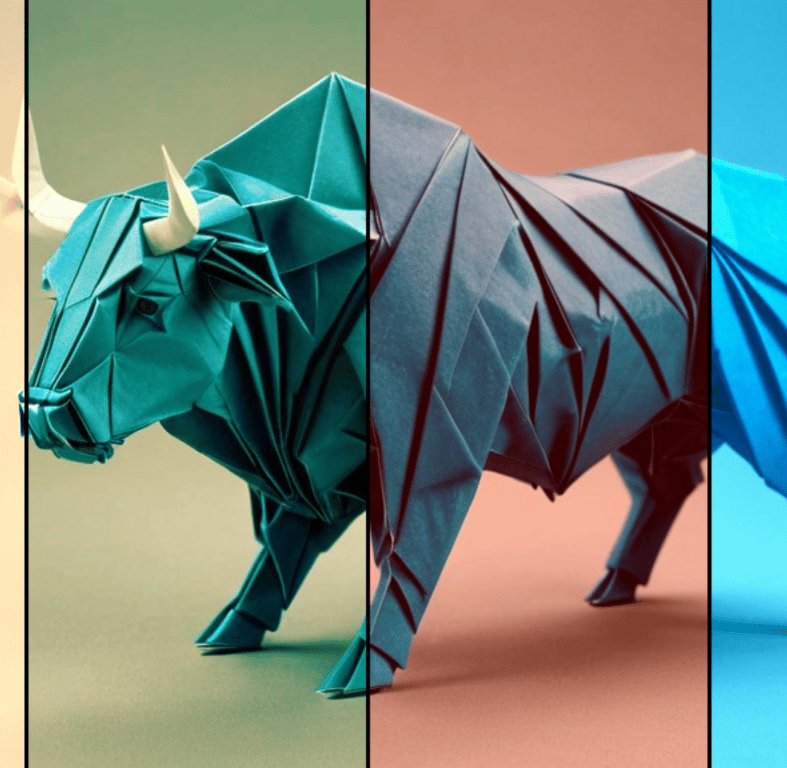 a bull in a multicolored photo Un burro multicolor