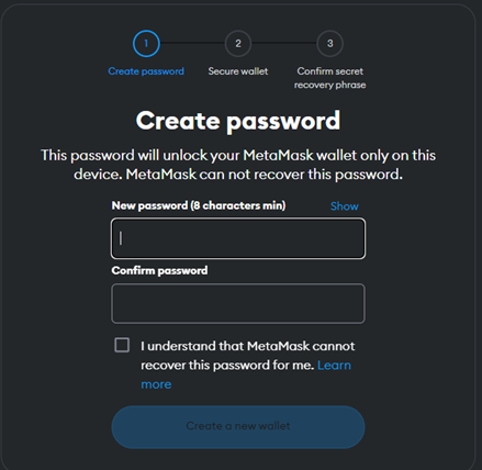 Metamask create wallet