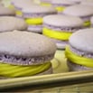 Artisanal French macarons, featuring delicate shells and creamy passion fruit ganache filling, for special occasions.
