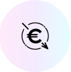 a euro sign with a circular arrow pointing to the center