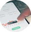 Close up of a graph on a mobile phone being interactive by a persons finger.