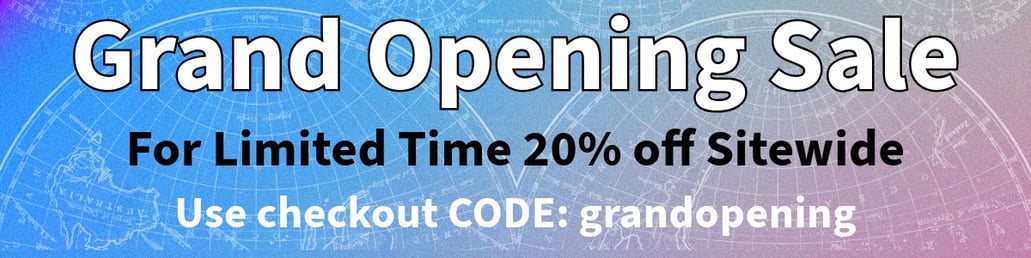 Grand opening sale; for limited time 20% off sales price sitewide; use checkout code: grandopening