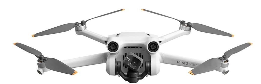 DJI Mini 3 Pro: a white drone with two propellers and two propellers