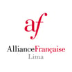 Impresión digital del logotipo institucional de la Alliance Française de Lima con tipografía elegante y colores corporativos