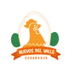 Logo de Huevos del Valle Ecogranja, diseño con gallina dentro de un huevo y hojas verdes. Marca de productos orgánicos
