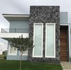 black lava stone wall
