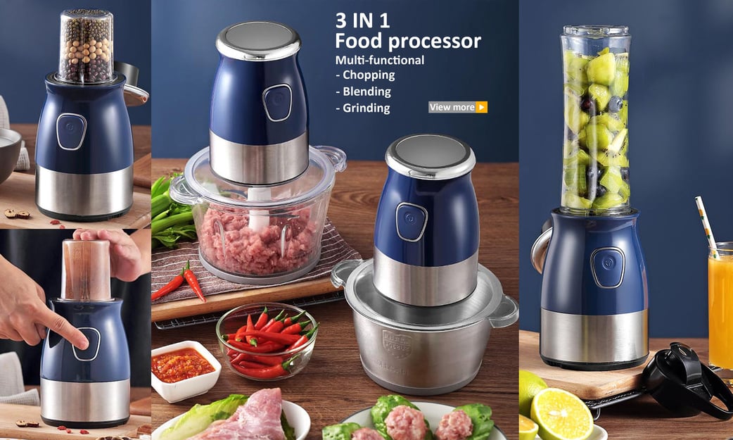 chop meat, blend juice, grind bean by multifunctional food processor