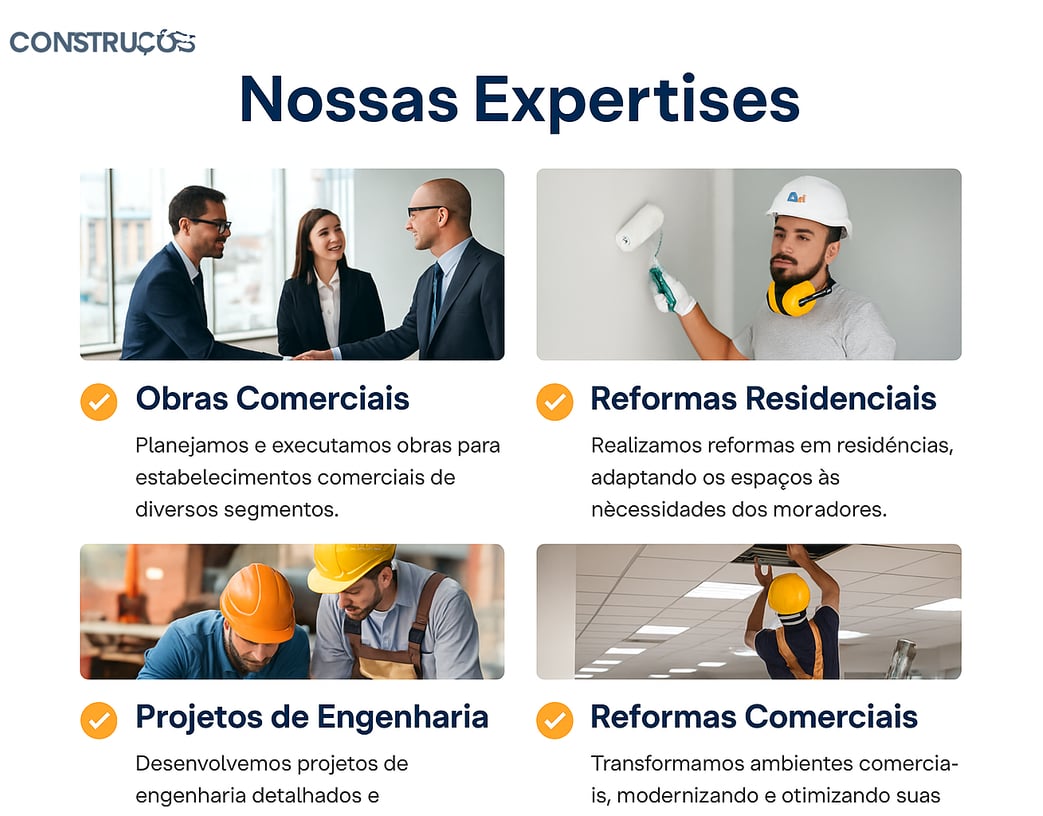 Engenheiro da RM Construções com fundo azul institucional.