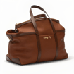 a brown leather bag with a brown leather bag
