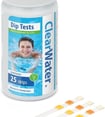 a bottle of cleanteste test strips with a white and orange liquid