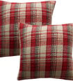 a pair of red and white plaid plaid pillows