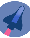 A rocket flying up