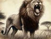 a roaring lion is shown in this picture