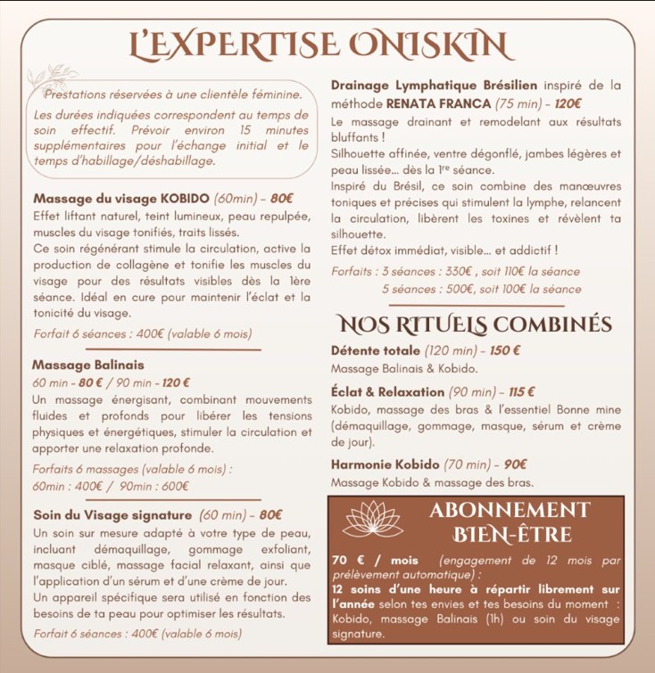 Institut de beauté à Grenoble : Kobido, drainage lymphatique Renata Franca, massage relaxant.