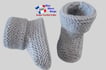 Chaussons gris modele layette bb tricot bebe fait main