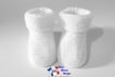 Chaussons blancs modele layette bb tricot bebe fait main