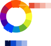 Color wheel highlighting Monochromatic palettes