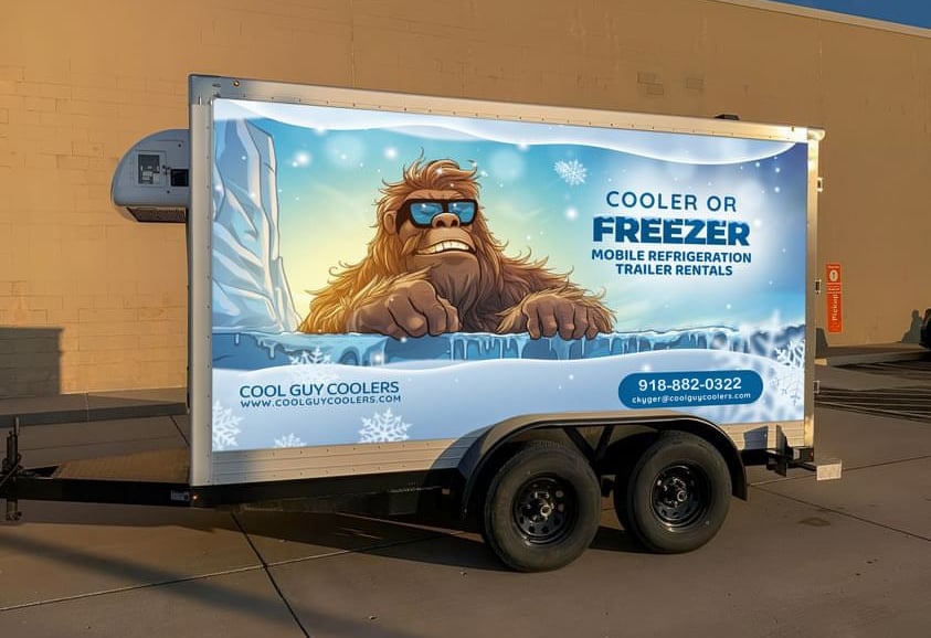 Picture of the Cool Guy Coolers mobile refrigerated trailer.