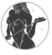 a woman in a black and white drawing of a woman with a whip