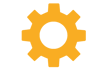 a yellow gearwheel with a black background