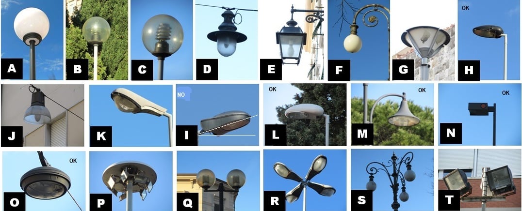Una catalogazione dei lampioni che si possono trovare in strada e notare quanti sono OK