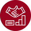 a business meeting with a handshake and a business card