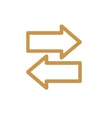 pictogramme flèches aller retour doré