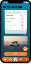 DropIn Surf trip planner photo of the app, surf watersport app 