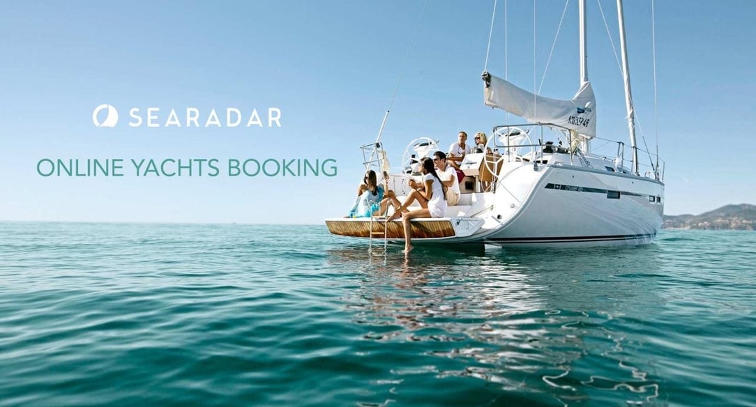 Sailing yacht cruising in clear blue waters, rented via SEARADAR.