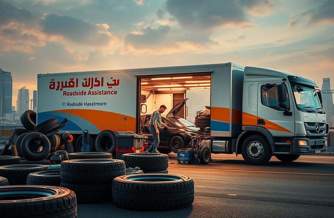 بنشر متنقل الكويت تبديل اطارات , تبديل بطاريات تواير ٢٤ ساعة بنجرجي الكويت