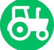 a tractor with a tractor in the middle of a green circle