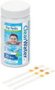 a bottle of cleanteste test strips with a white and orange liquid