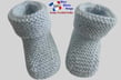 Chaussons bleus modele layette bb tricot bebe fait main