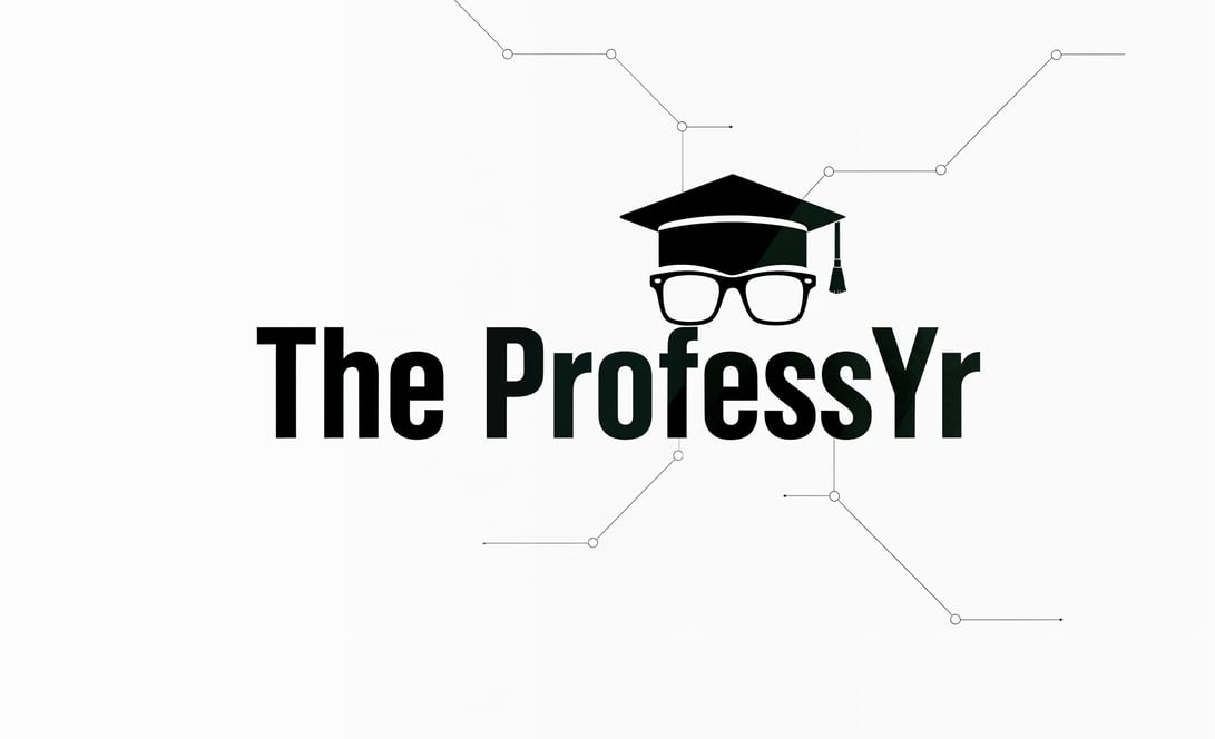 The ProfessYr logo featuring eyeglasses and a graduation cap with minimalist tech network lines