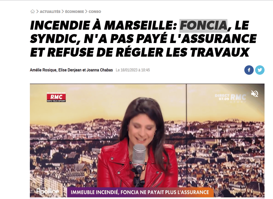 FONCIA INCENDIE MARSEILLE COLERE