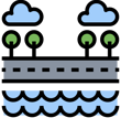 a train with a sky background and clouds