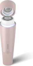 a pink and white electric shaver with a pink and white background