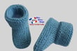 Chaussons bleus modele layette bb tricot bebe fait main