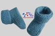 Chaussons bleus modele layette bb tricot bebe fait main