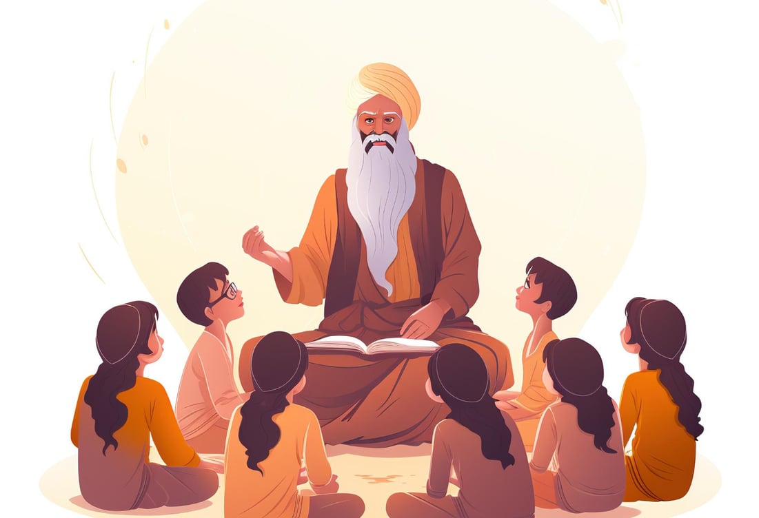 image of a guru teaching students about yoga lectures