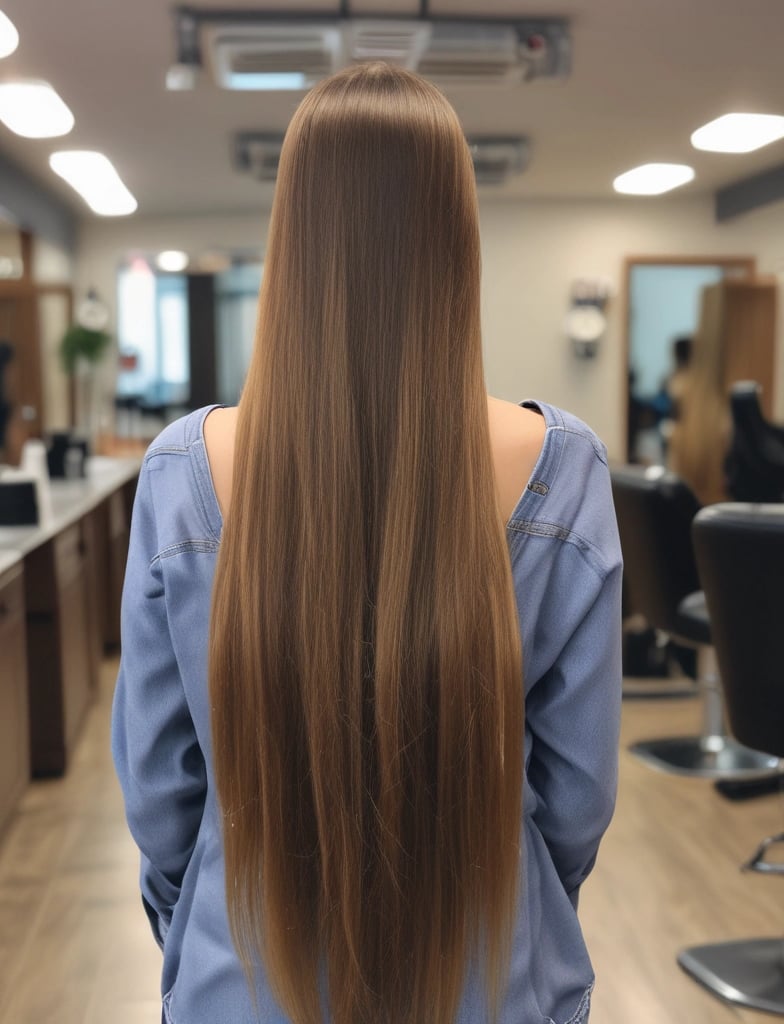 a woman with long hair and a hairdoodle