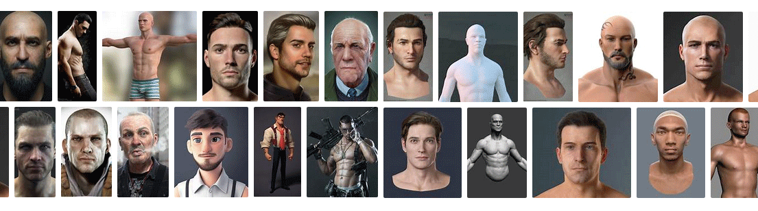 male images AI versus 3D renders