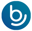 a blue and white logo with the word bdj