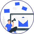 A man sending an email
