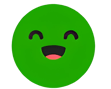 a green smiley face with a smile on it